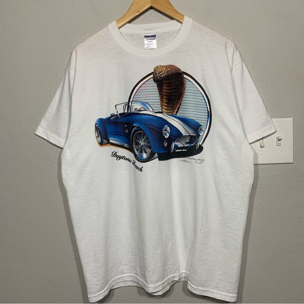AC Shelby Cobra Classic Car White Graphic Tee Y2K XL